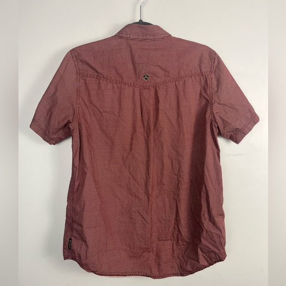 Prana Borla burgundy Mini dotted print casual button down size small - Picture 6 of 6